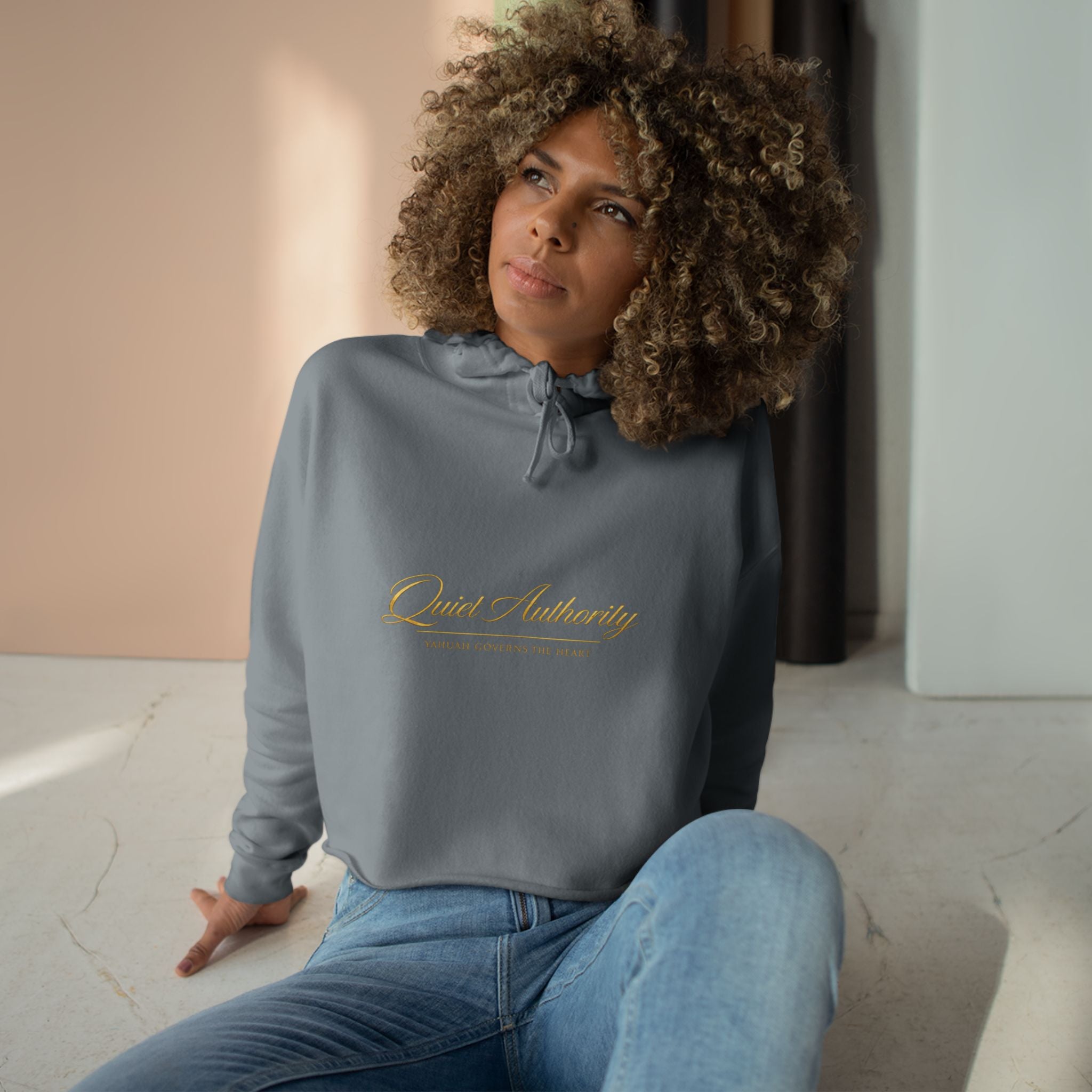 Quiet Authority Crop Hoodie ( Yahuah Governs the Heart)